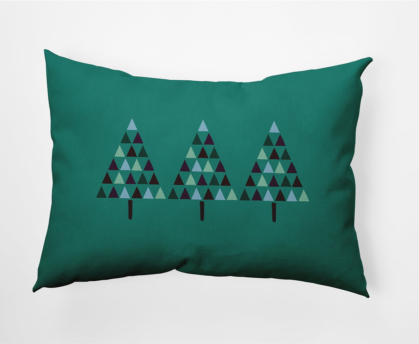 Simply Daisy Mint Colored Triangle Trees Christmas Soft Spun Polyester Decorative Throw Pillow, 14" x 20"