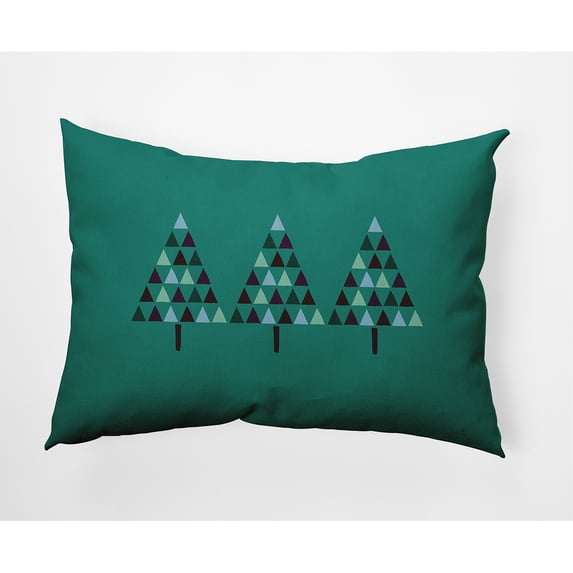 Simply Daisy Mint Colored Triangle Trees Christmas Soft Spun Polyester Indoor/Outdoor Throw Pillow, 14" x 20"