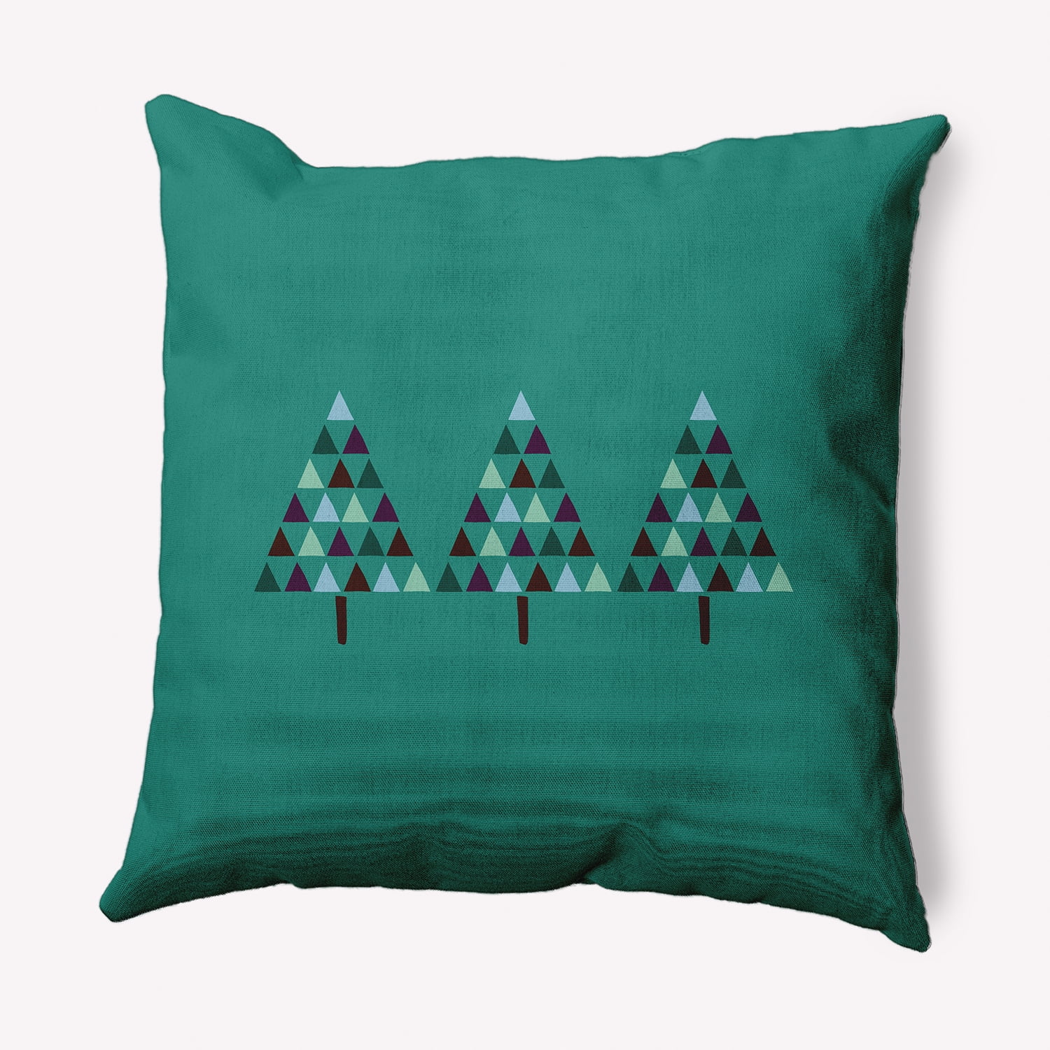 Simply Daisy Mint Colored Triangle Trees Christmas Soft Spun Polyester Indoor/Outdoor Throw Pillow, 16" x 16"