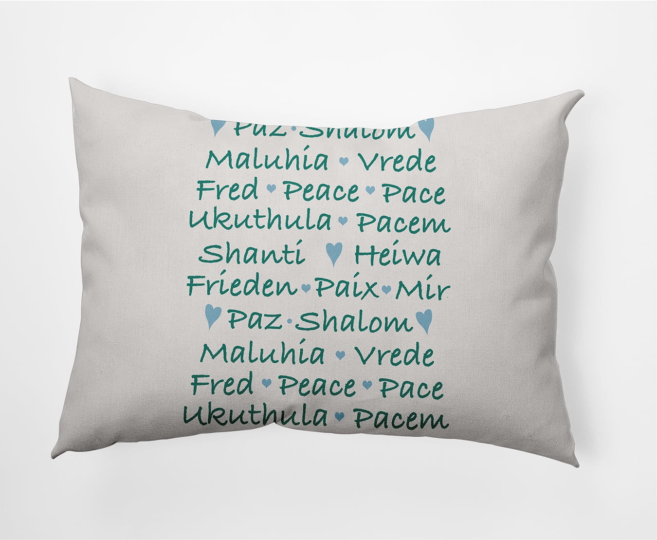Simply Daisy Mint Colored Words of Peace Christmas Soft Spun Polyester Indoor/Outdoor Throw Pillow, 14" x 20"