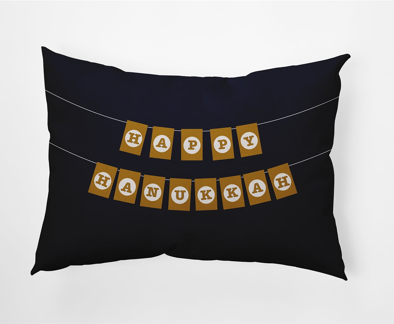 Simply Daisy Navy Colored Banner Day Hanukkah Soft Spun Polyester Decorative Throw Pillow, 14" x 20"