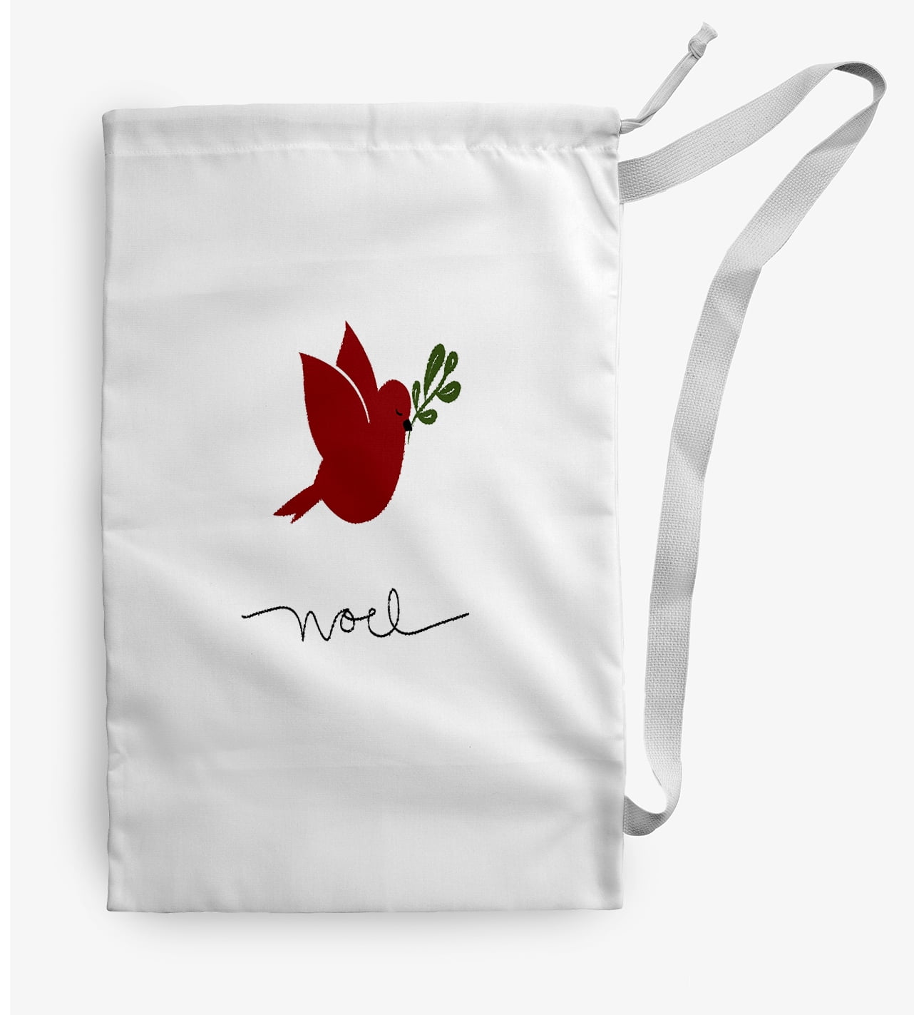 Simply Daisy Noel Bird 28 x 36 in White Laundry Bag