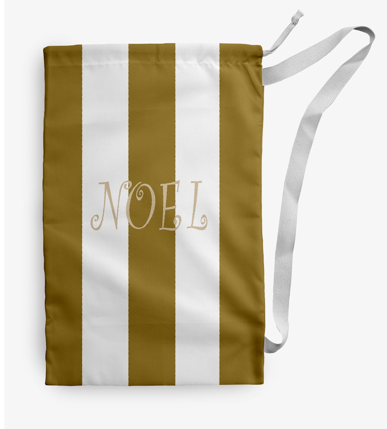 Simply Daisy Noel on a Stripe 18 x 29 in Gold Laundry Bag