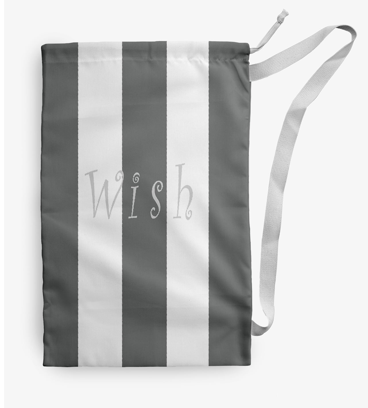 Simply Daisy Noel on a Stripe 18 x 29 inch Gray Laundry Bag