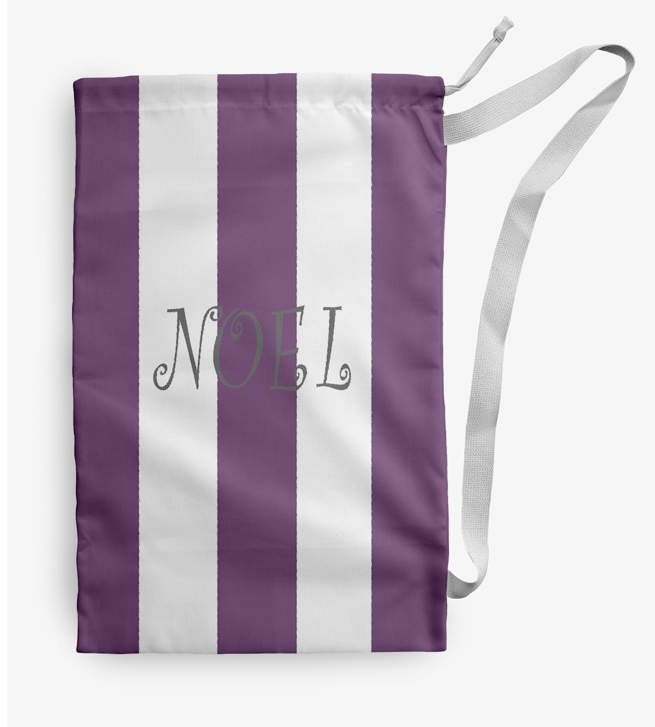 Simply Daisy Noel on a Stripe 18 x 29 inch Lavender Laundry Bag