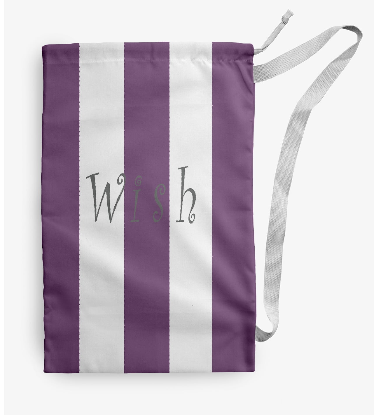 Simply Daisy Noel on a Stripe 18 x 29 inch Purple Laundry Bag