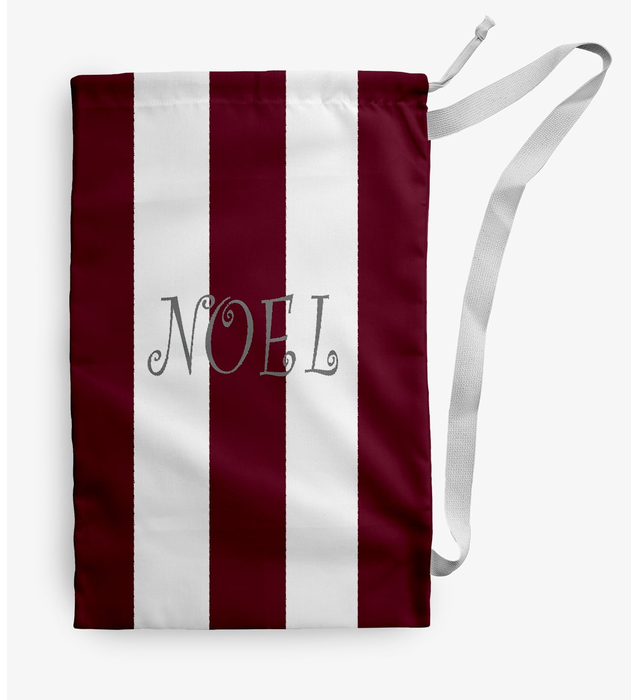 Simply Daisy Noel on a Stripe 18 x 29 inch Red Laundry Bag