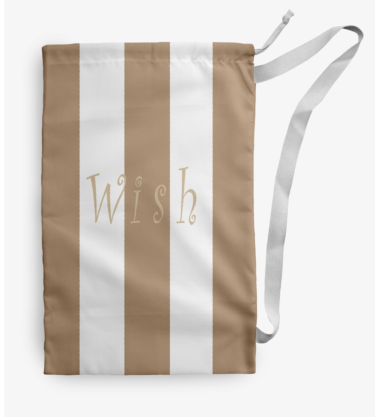 Simply Daisy Noel on a Stripe 18 x 29 inch Taupe Laundry Bag