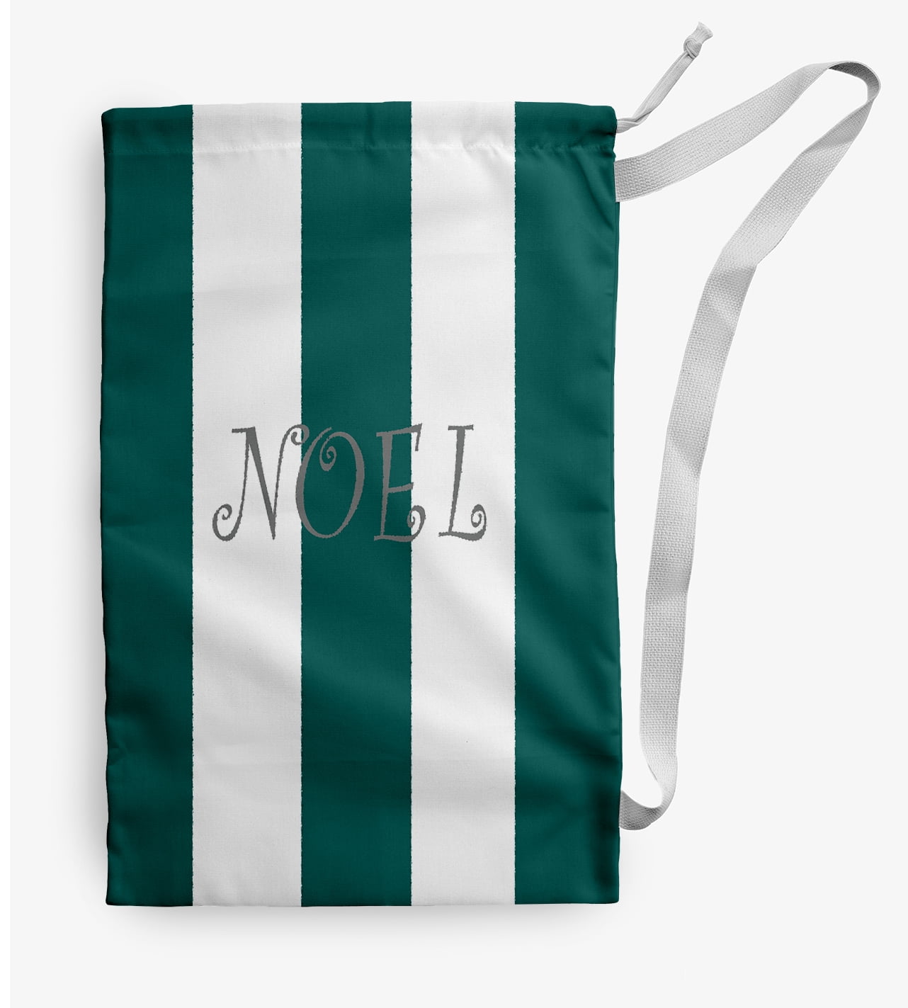 Simply Daisy Noel on a Stripe 28 x 36 in Teal Laundry Bag