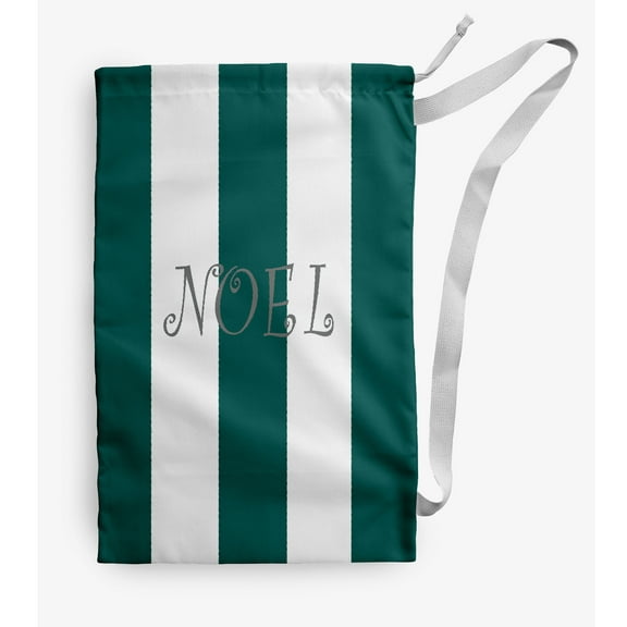 Simply Daisy Noel on a Stripe 28 x 36 in Teal Laundry Bag