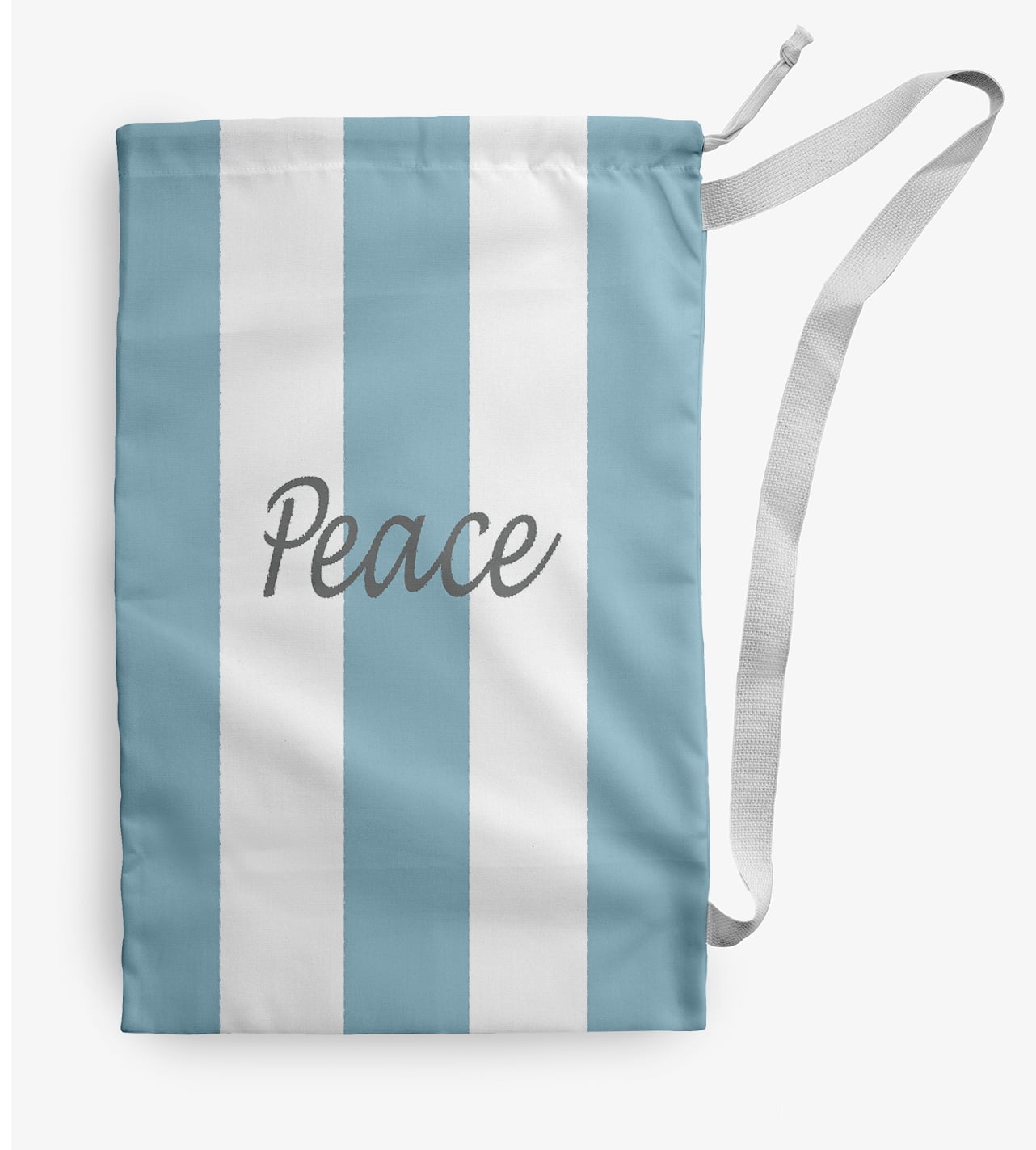 Simply Daisy Noel on a Stripe 28 x 36 inch Blue Laundry Bag