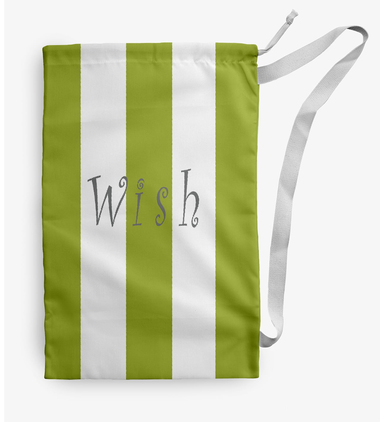 Simply Daisy Noel on a Stripe 28 x 36 inch Green Laundry Bag