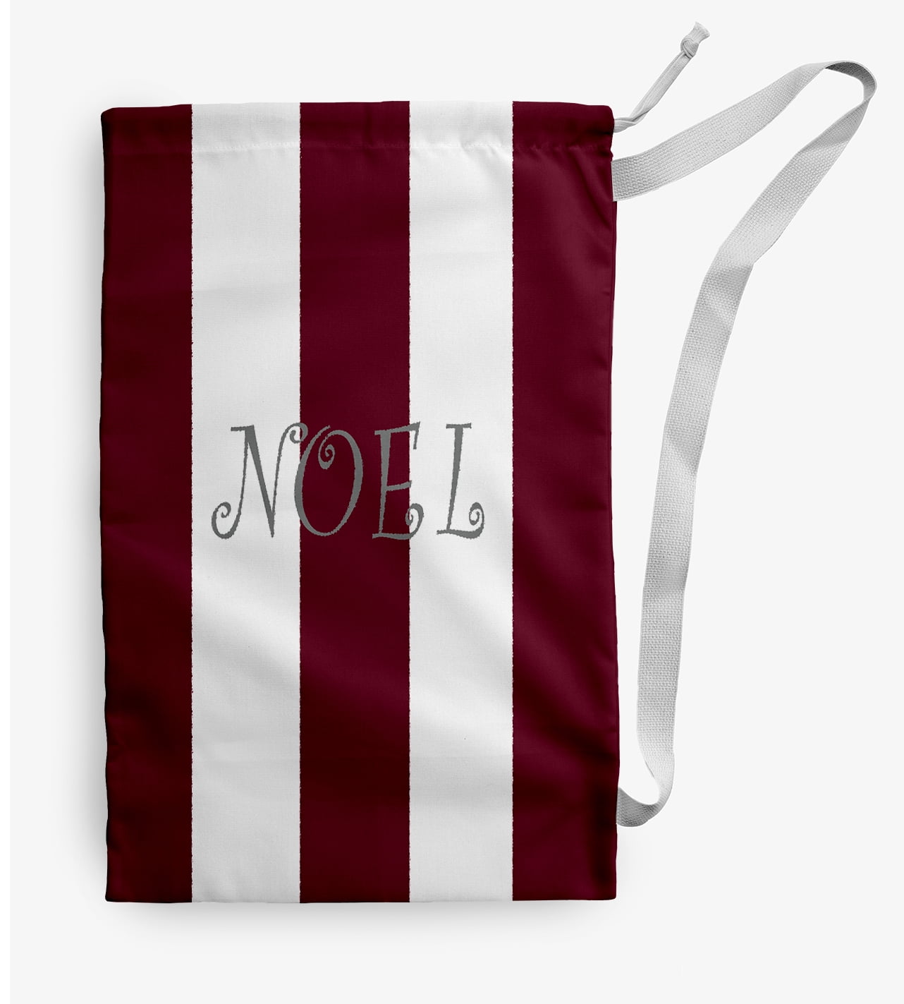 Simply Daisy Noel on a Stripe 28 x 36 inch Red Laundry Bag
