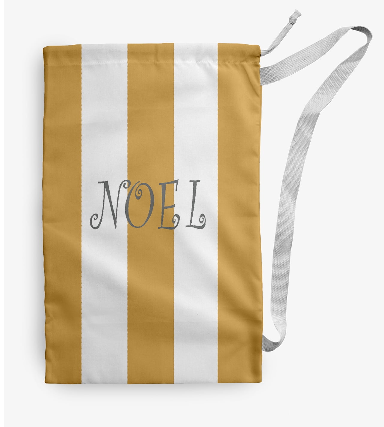 Simply Daisy Noel on a Stripe 28 x 36 inch Yellow Laundry Bag