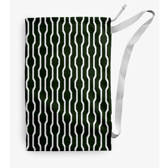 Simply Daisy Nuts & Bolts Geometric 18 x 29 in Dark Green Laundry Bag