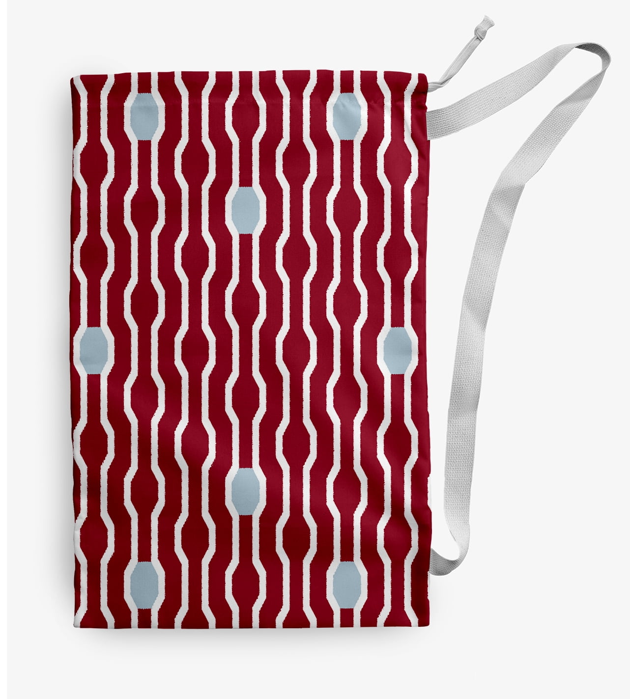 Simply Daisy Nuts & Bolts Geometric 18 x 29 in Red Laundry Bag