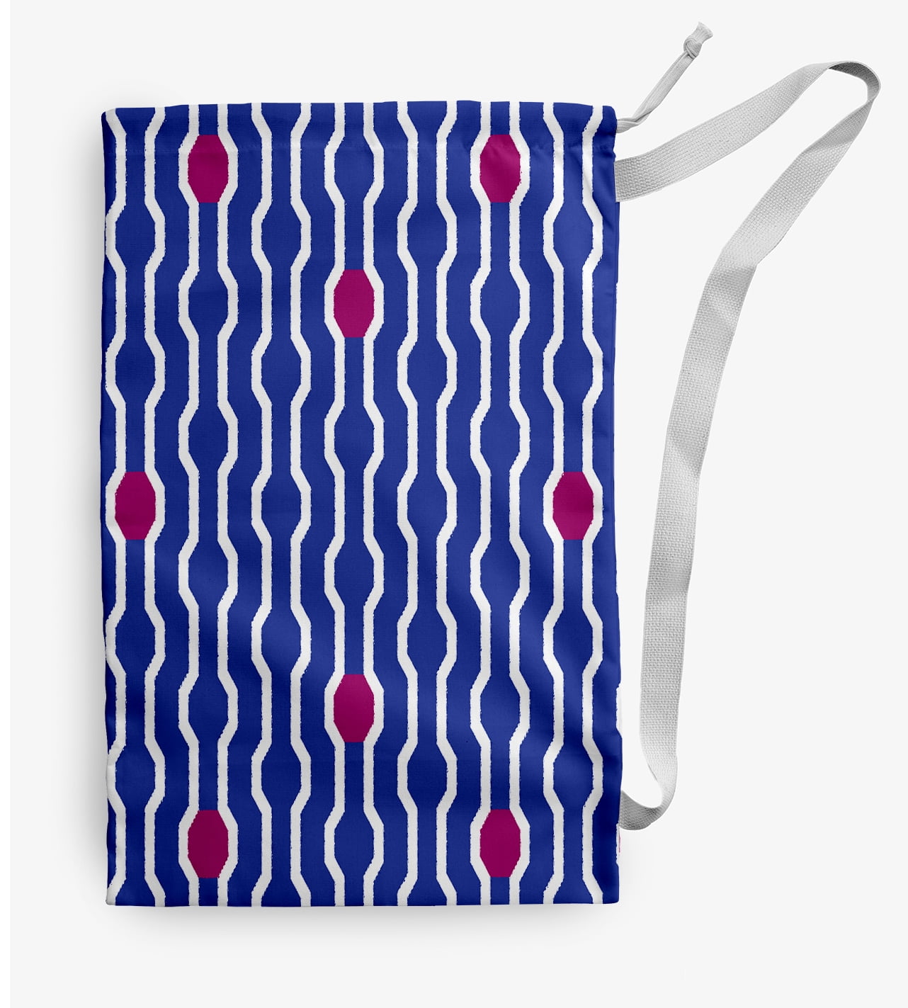 Simply Daisy Nuts & Bolts Geometric 28 x 36 in Blue Laundry Bag