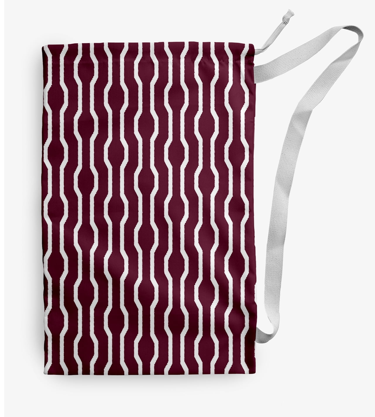 Simply Daisy Nuts & Bolts Geometric 28 x 36 in Cranberry Laundry Bag