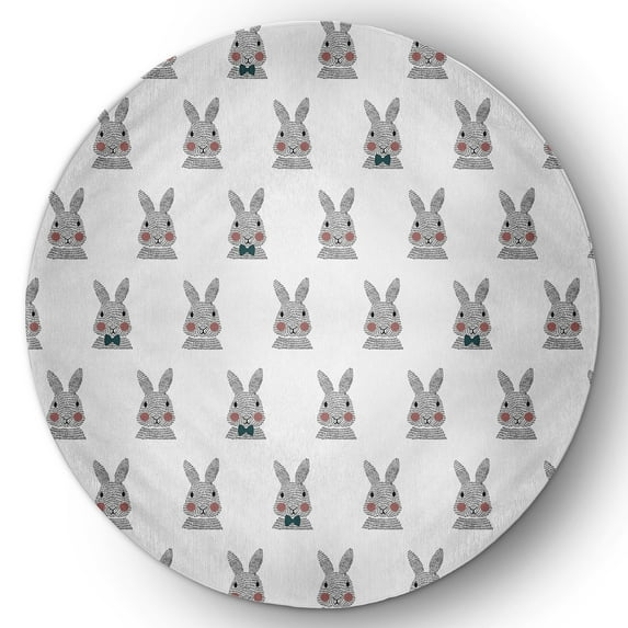 Simply Daisy Ocean Abyss Green Bunny Fluffle Easter Area Rug, 5'-round
