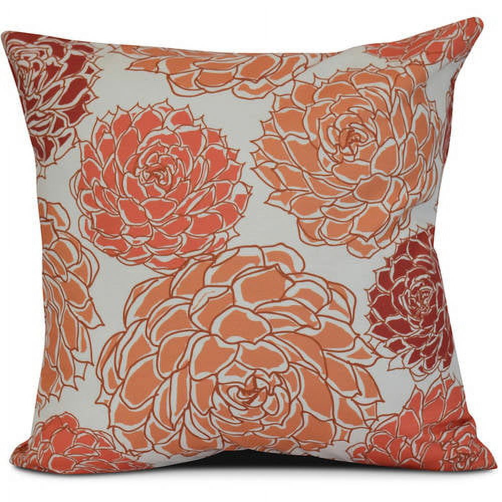 Olivia Green Floral Print Square Throw Pillow