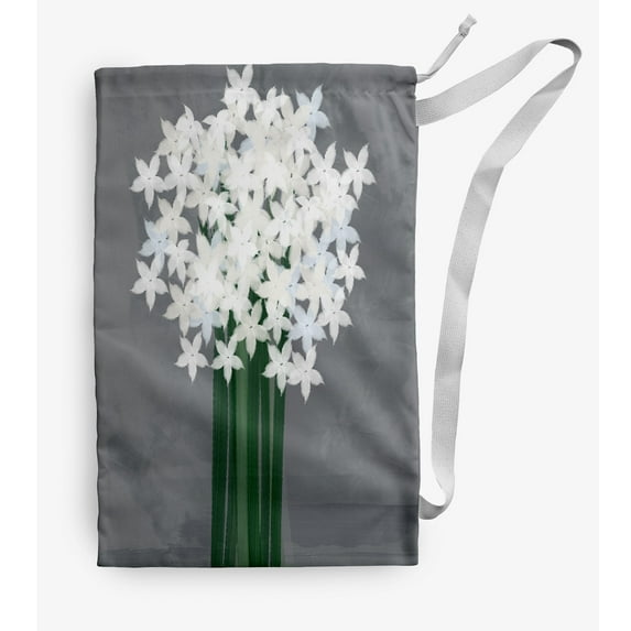 Simply Daisy Paperwhites 18 x 29 in Grey Laundry Bag