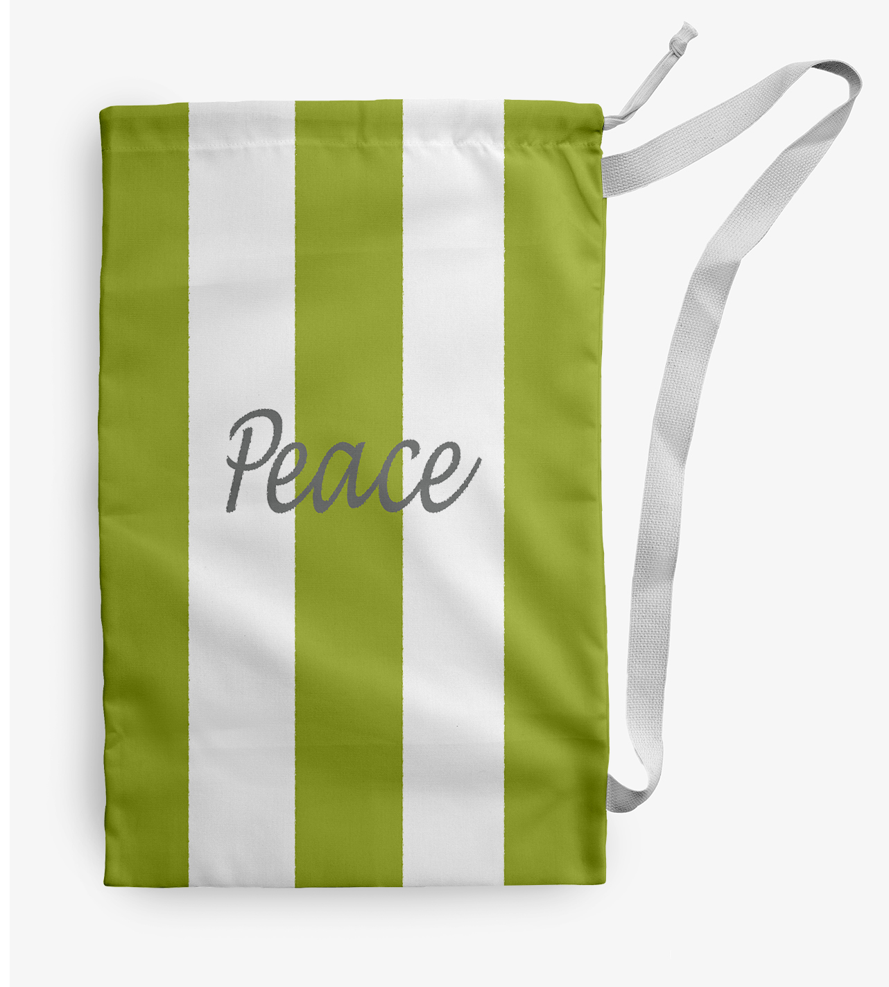 Simply Daisy Peace on a Stripe 18 x 29 in Green Laundry Bag