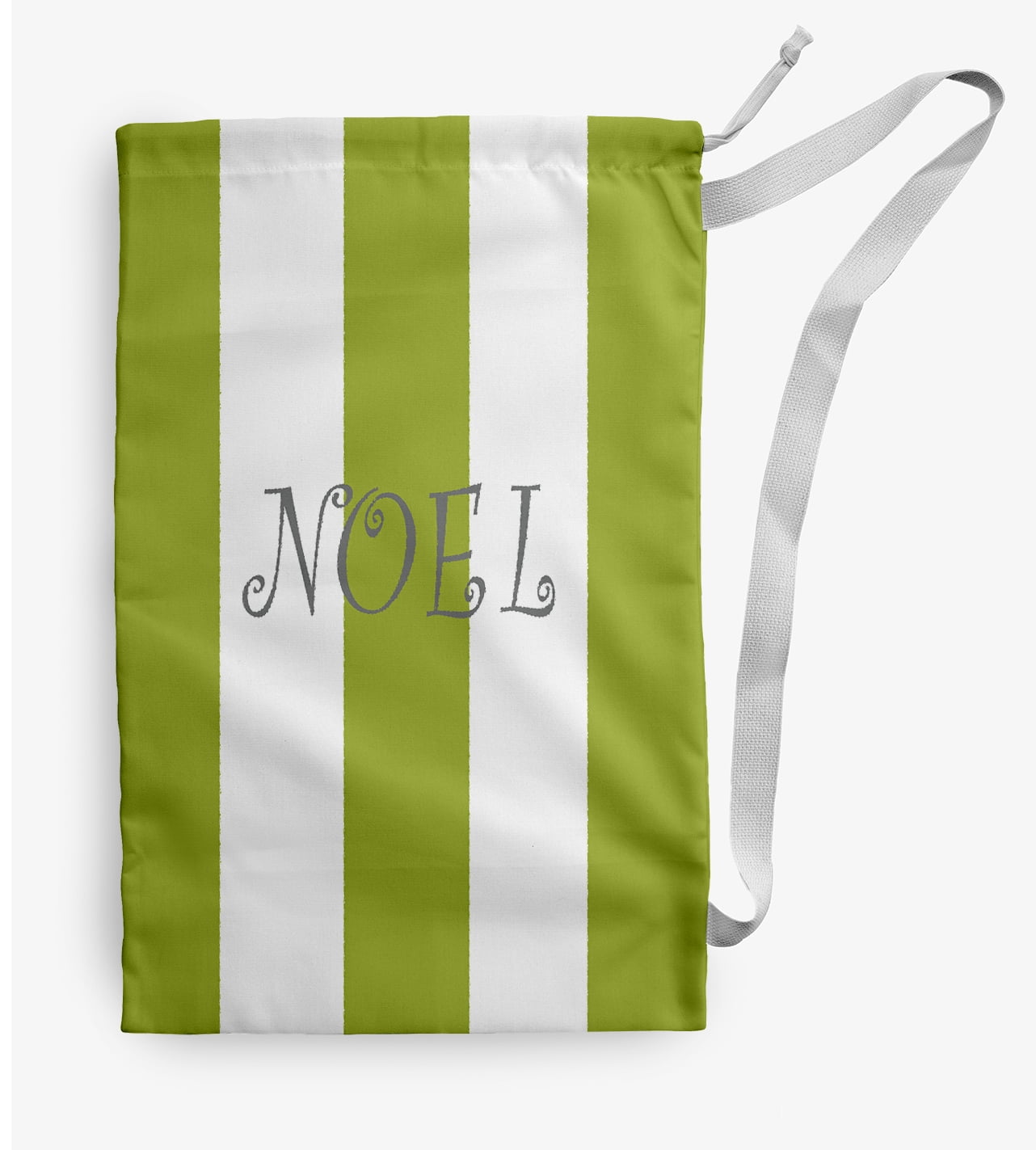 Simply Daisy Peace on a Stripe 18 x 29 inch Bright Green Laundry Bag
