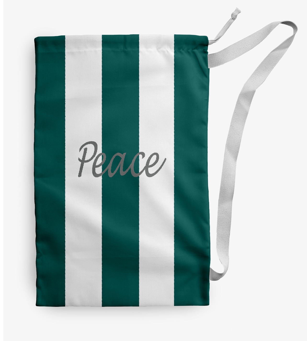 Simply Daisy Peace on a Stripe 28 x 36 in Teal Laundry Bag