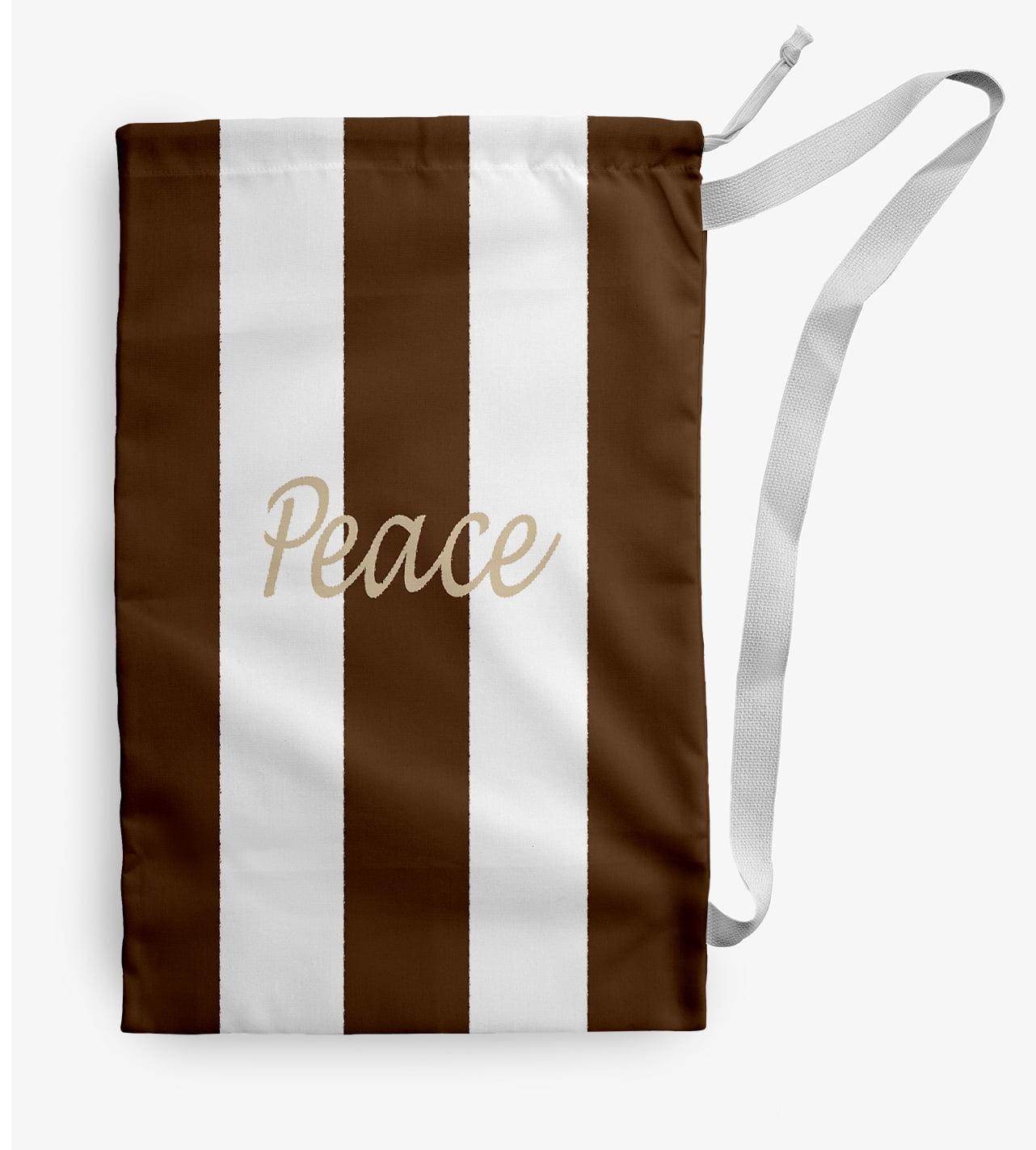 Simply Daisy Peace on a Stripe 28 x 36 inch Brown Laundry Bag
