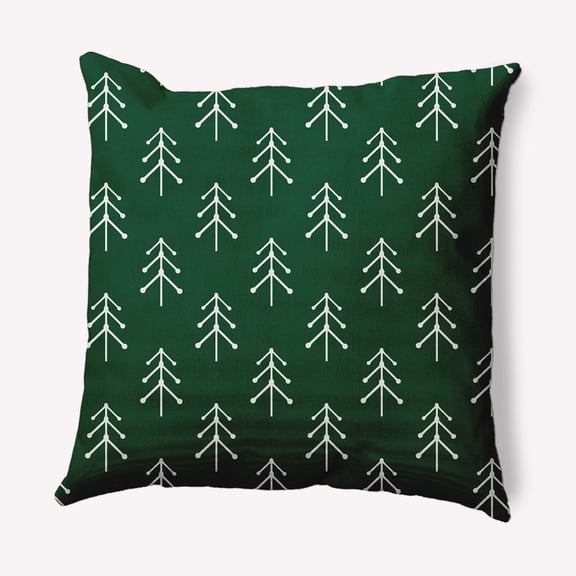 Simply Daisy Pine Colored Patterned Trees Winter Soft Spun Polyester Indoor/Outdoor Throw Pillow, 16" x 16"