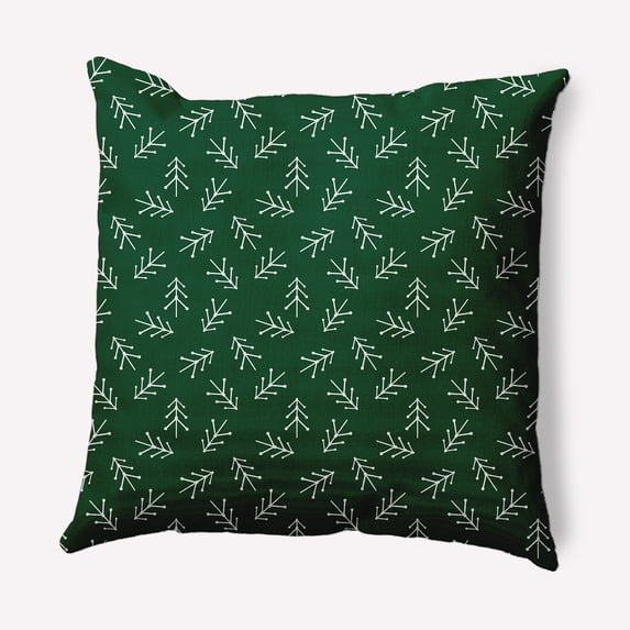 Simply Daisy Pine Colored Scattered Trees Winter Soft Spun Polyester Indoor/Outdoor Throw Pillow, 18" x 18"