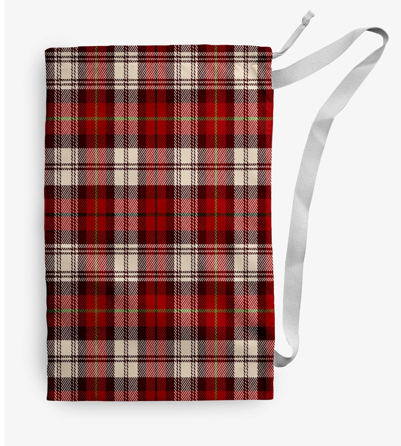 Simply Daisy Plaid 18 x 29 in Dark Red Laundry Bag