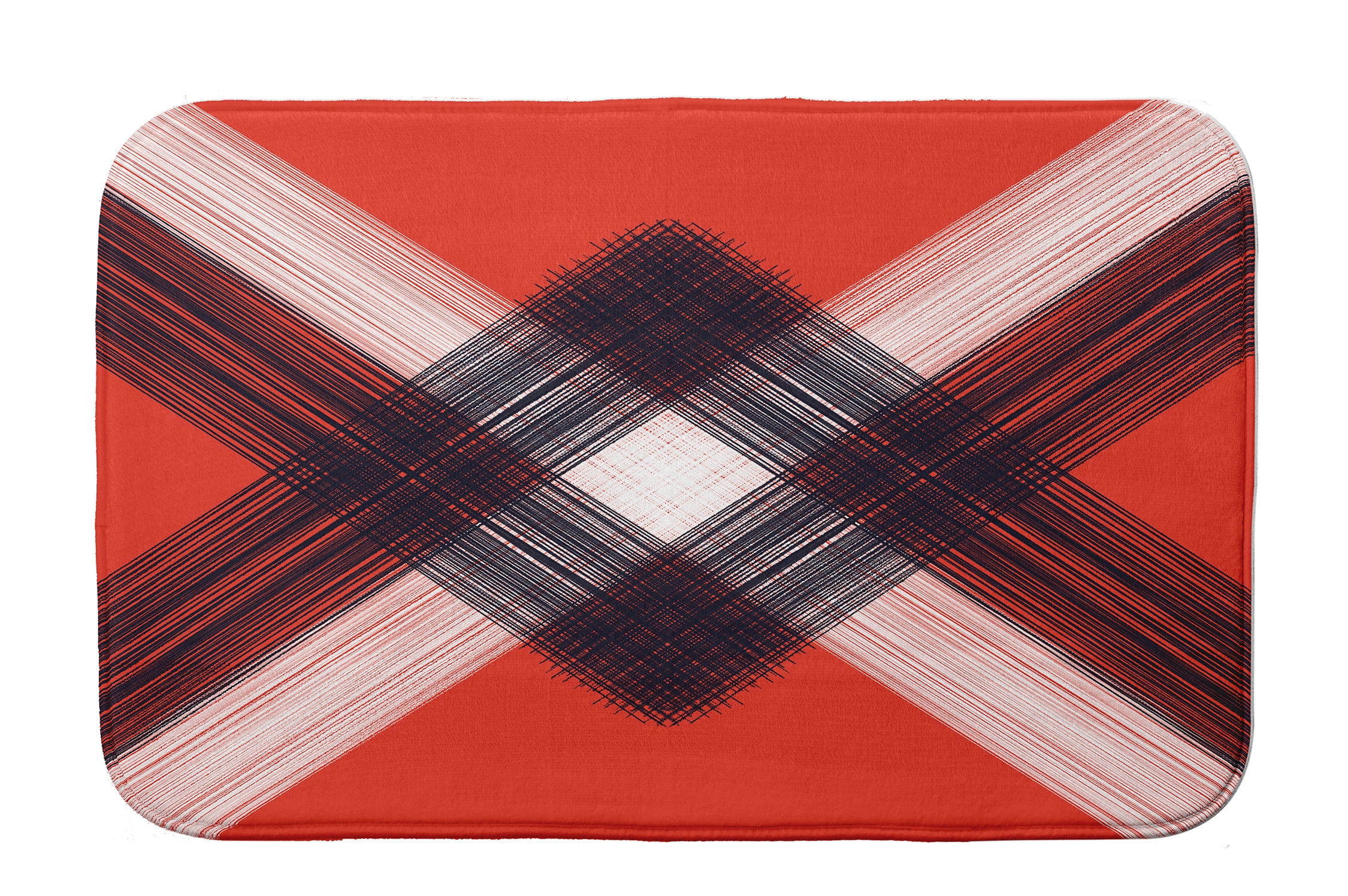 Simply Daisy Plaid Orange Polyester Bath Rug, 3' x 2'