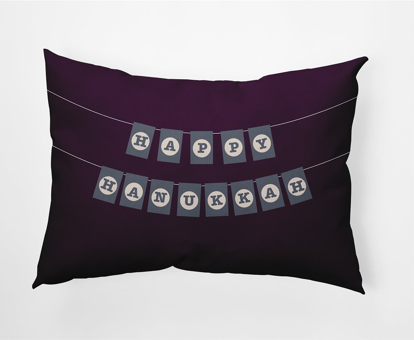 Simply Daisy Plum Colored Banner Day Hanukkah Soft Spun Polyester Indoor/Outdoor Throw Pillow, 14" x 20"