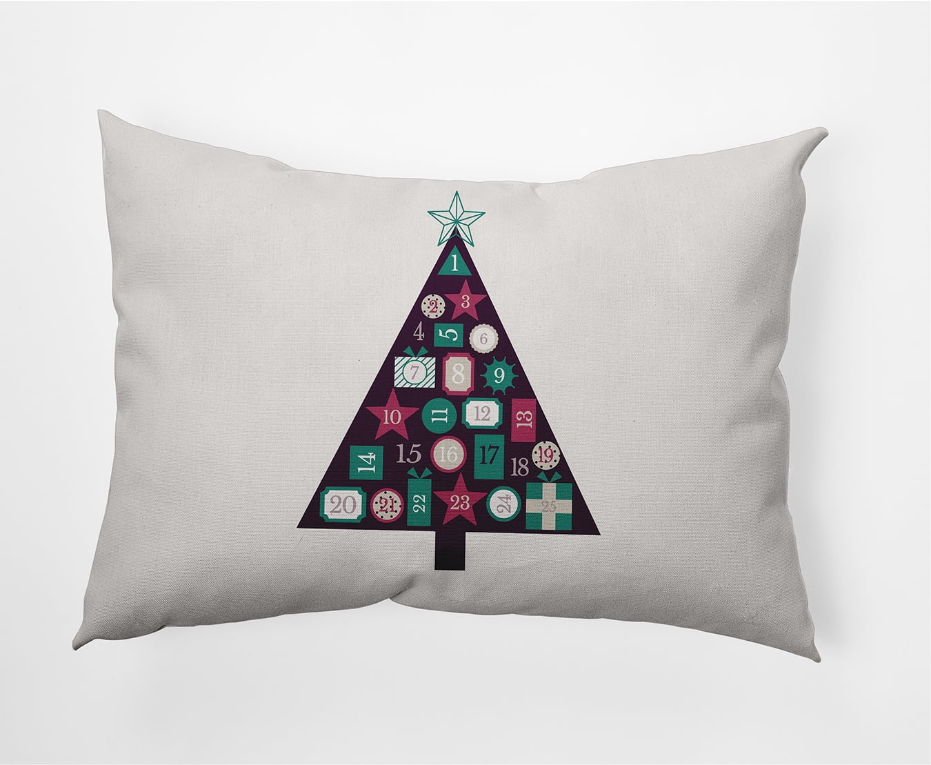 Simply Daisy Plum Colored Christmas Calendar Christmas Soft Spun Polyester Decorative Throw Pillow, 14" x 20"