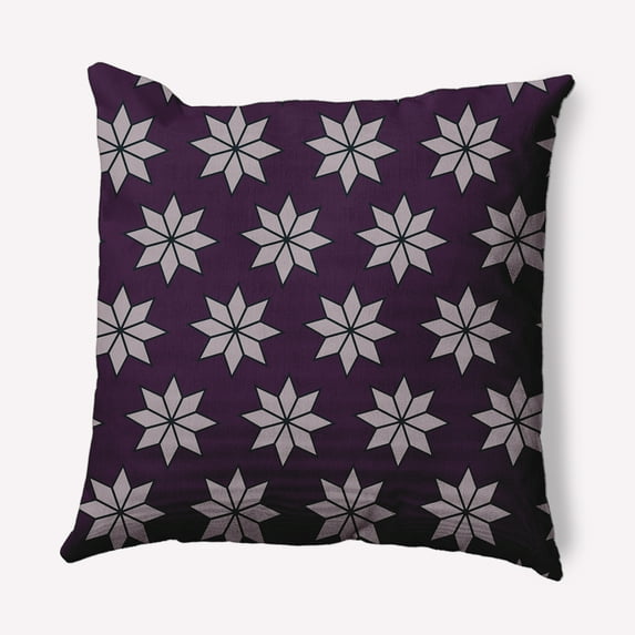 Simply Daisy Plum Colored Christmas Stars Christmas Soft Spun Polyester Decorative Throw Pillow, 26" x 26"