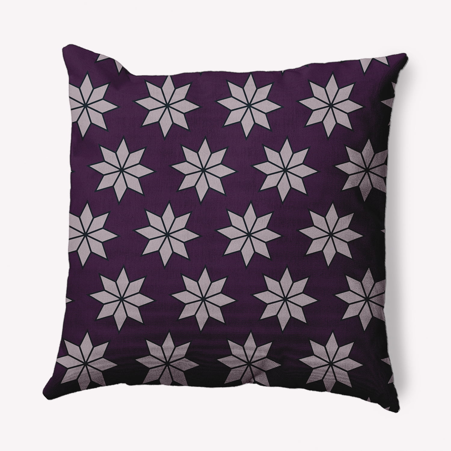Simply Daisy Plum Colored Christmas Stars Christmas Soft Spun Polyester Indoor/Outdoor Throw Pillow, 20" x 20"