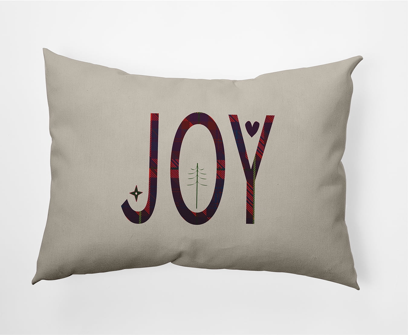 Simply Daisy Plum Colored Joy Filled Season Christmas Soft Spun Polyester Indoor/Outdoor Throw Pillow, 14" x 20"