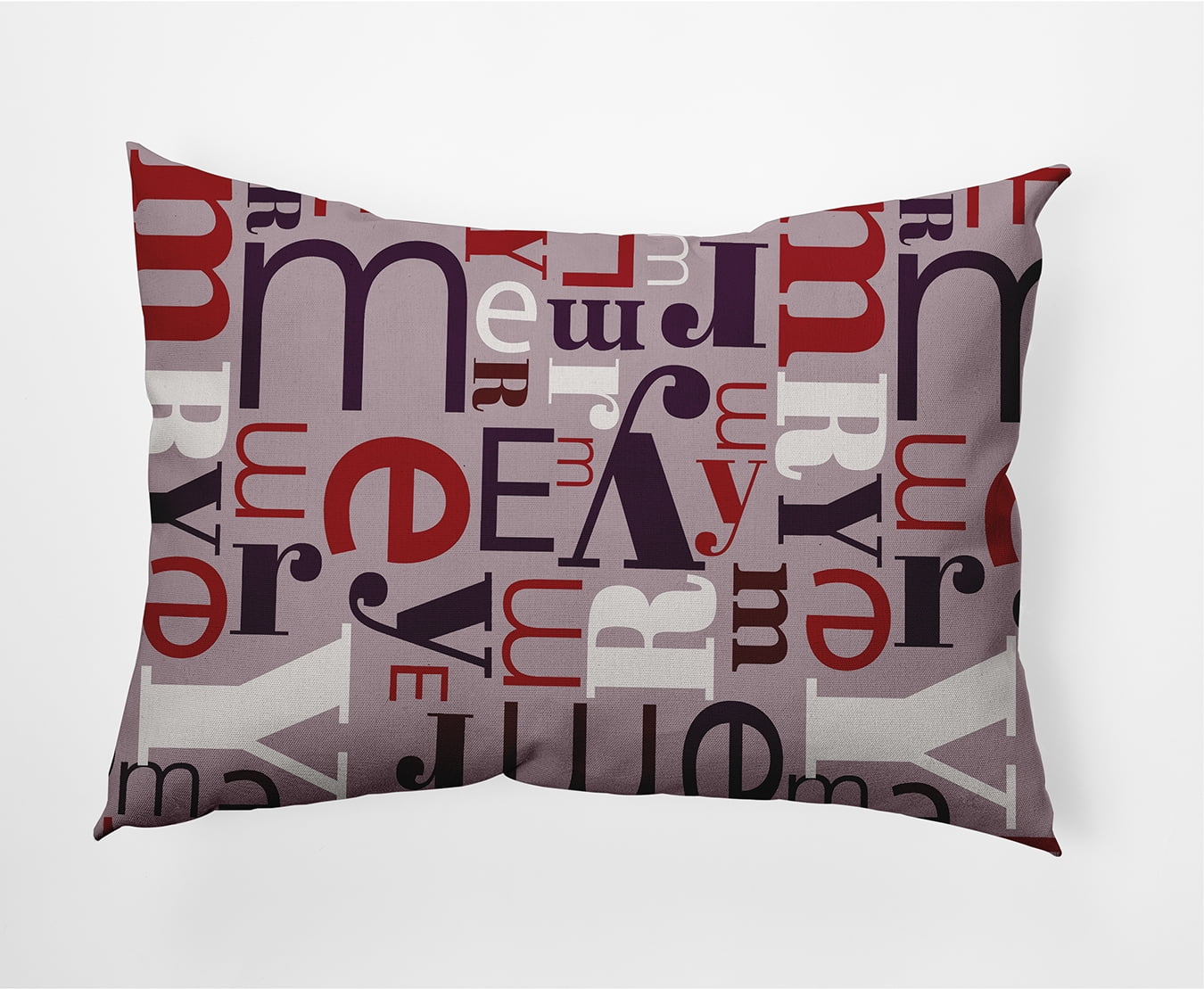 Simply Daisy Plum Frosting Colored Crazy Merry Christmas Soft Spun Polyester Decorative Throw Pillow, 14" x 20"
