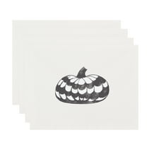 Simply Daisy Pumpkin Single 18x14 Inch Cream Halloween Print Placemat (Set of 4)