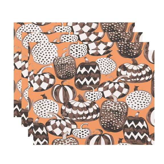 Simply Daisy Pumpkins Galore 18x14 Inch Orange Halloween Print Placemat (Set of 4)