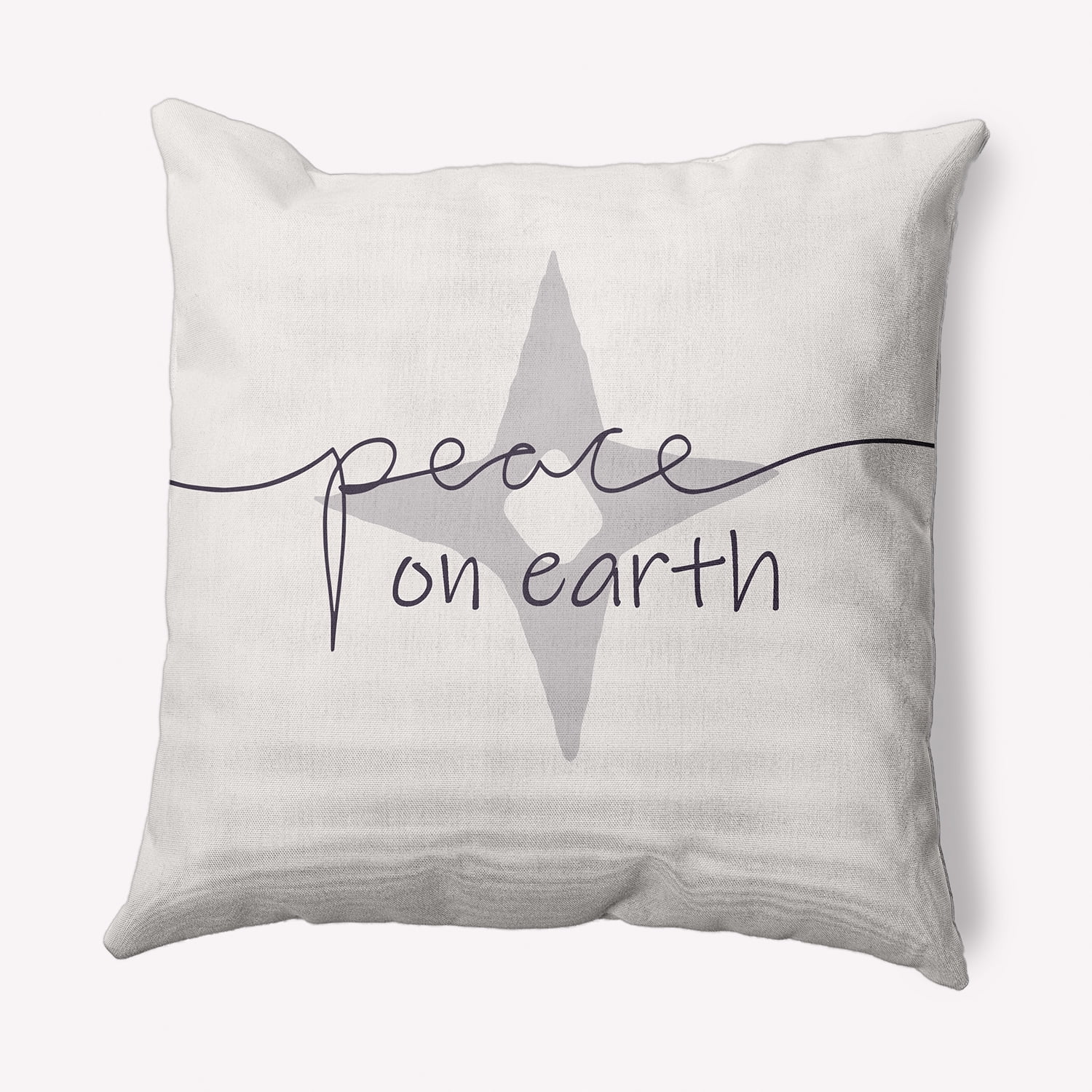 Simply Daisy Purple-Grey Colored Peace on Earth Christmas Soft Spun Polyester Decorative Throw Pillow, 16" x 16"