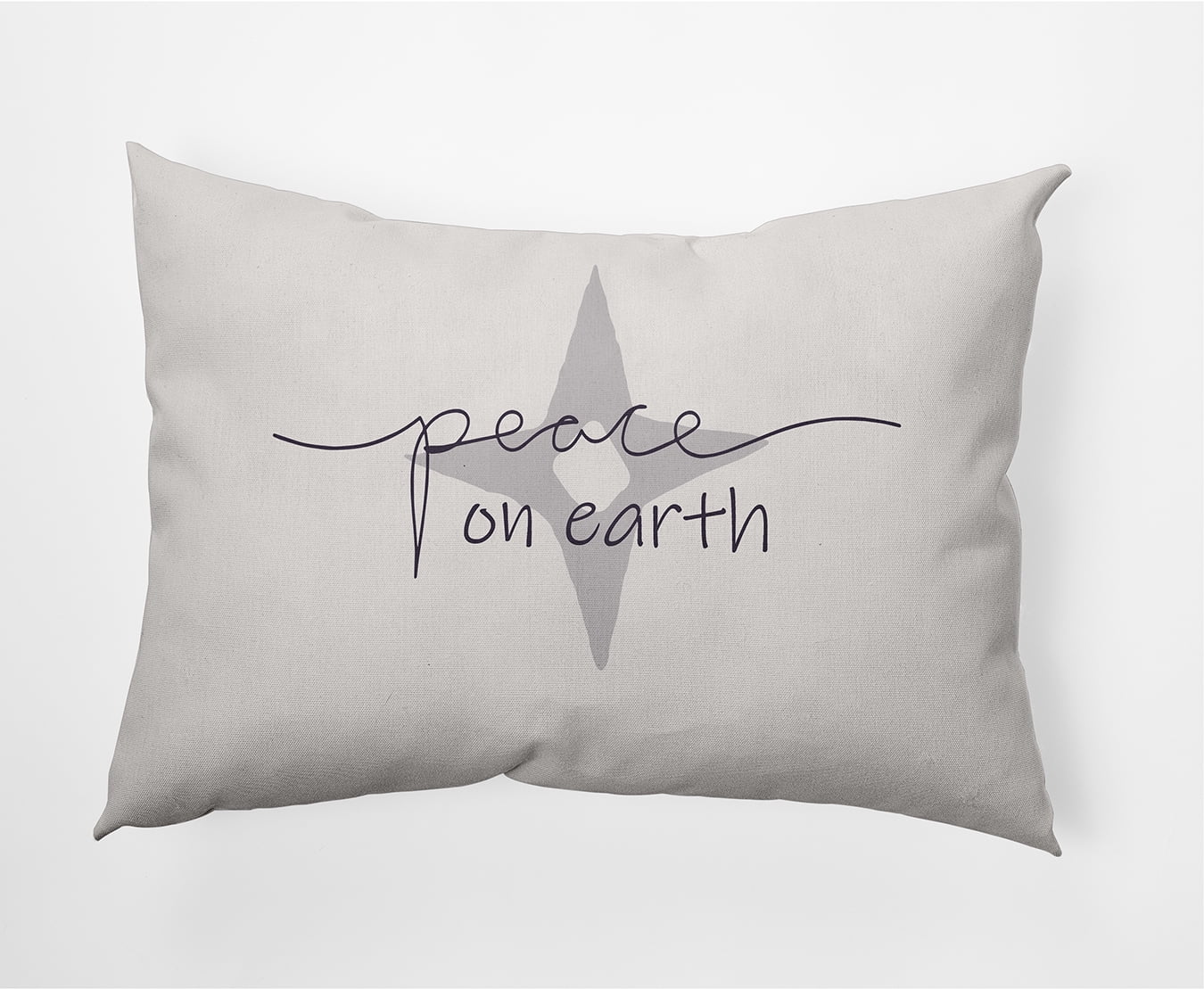 Simply Daisy Purple-Grey Colored Peace on Earth Christmas Soft Spun Polyester Indoor/Outdoor Throw Pillow, 14" x 20"