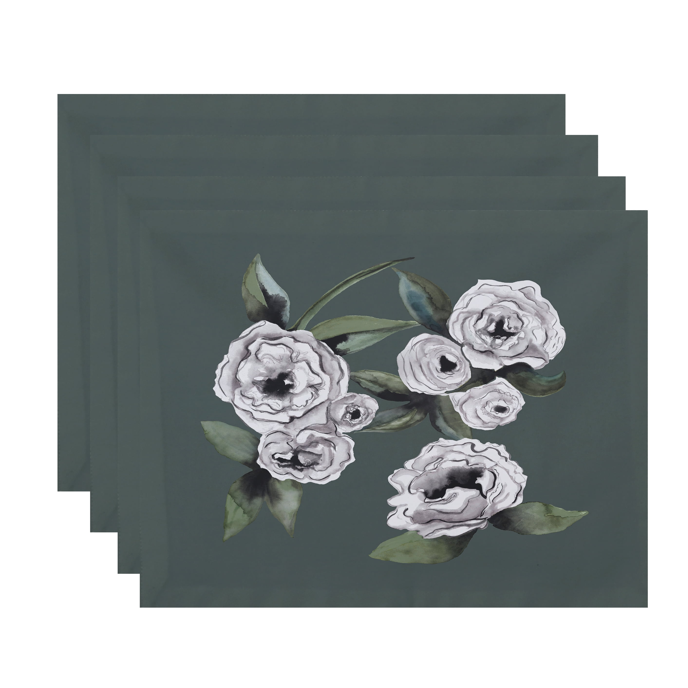 Simply Daisy Radiant Rose 18 x 14 Inch Green Floral Print Placemat (Set of 4)