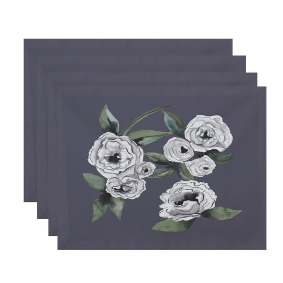 Simply Daisy Radiant Rose 18 x 14 Inch Purple Floral Print Placemat (Set of 4)