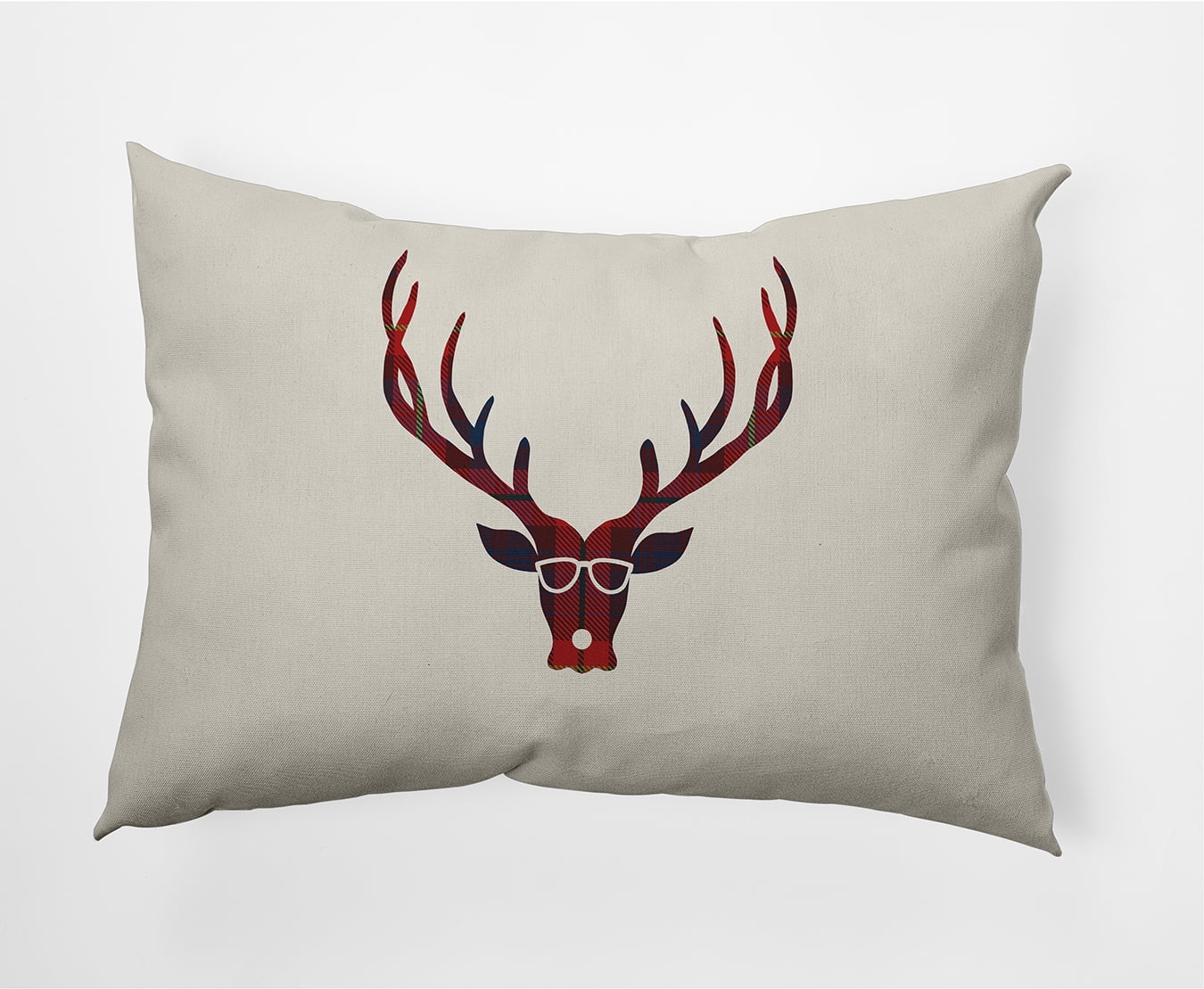 Simply Daisy Red Colored Cool Dude Holiday Reindeer Christmas Soft Spun Polyester Decorative Throw Pillow, 14" x 20"