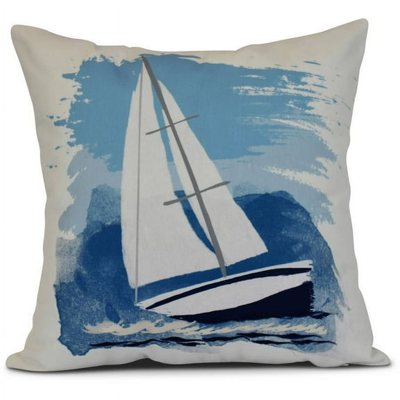 Simply Daisy, Sailing the Seas, Geometric Print Outdoor Pillow