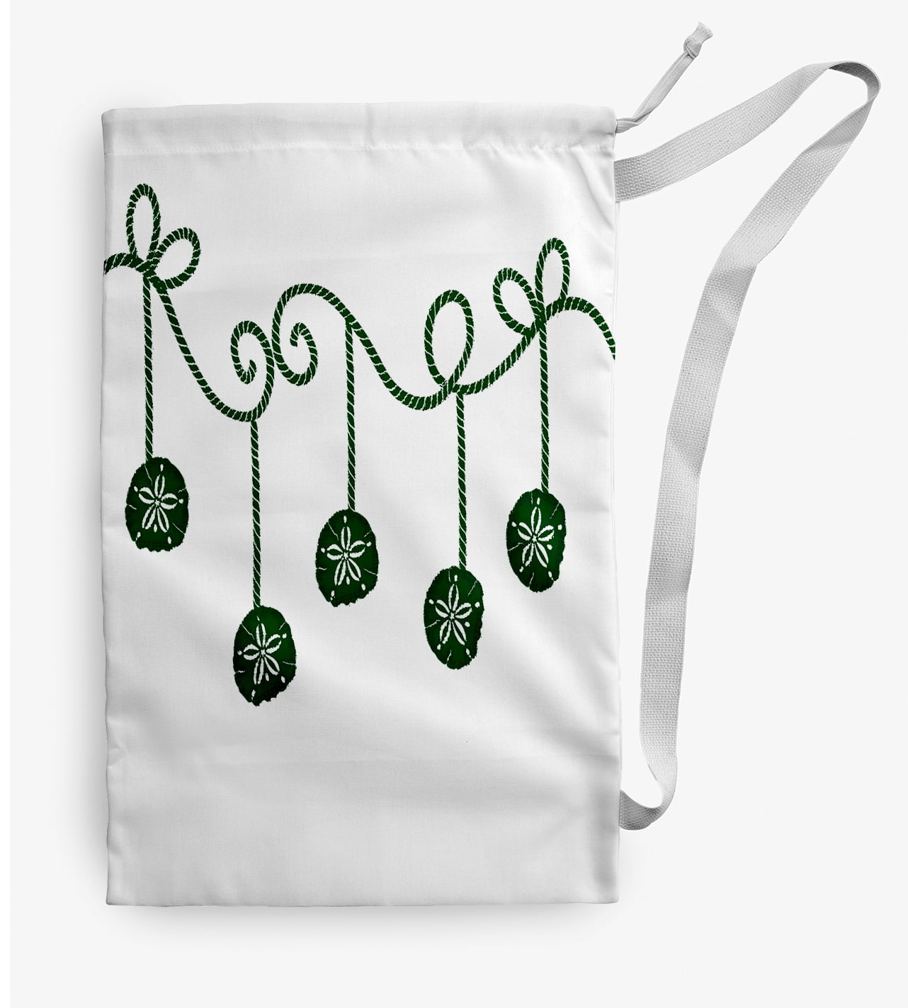 Simply Daisy Sanddollar Ornaments 18 x 29 in Green Laundry Bag