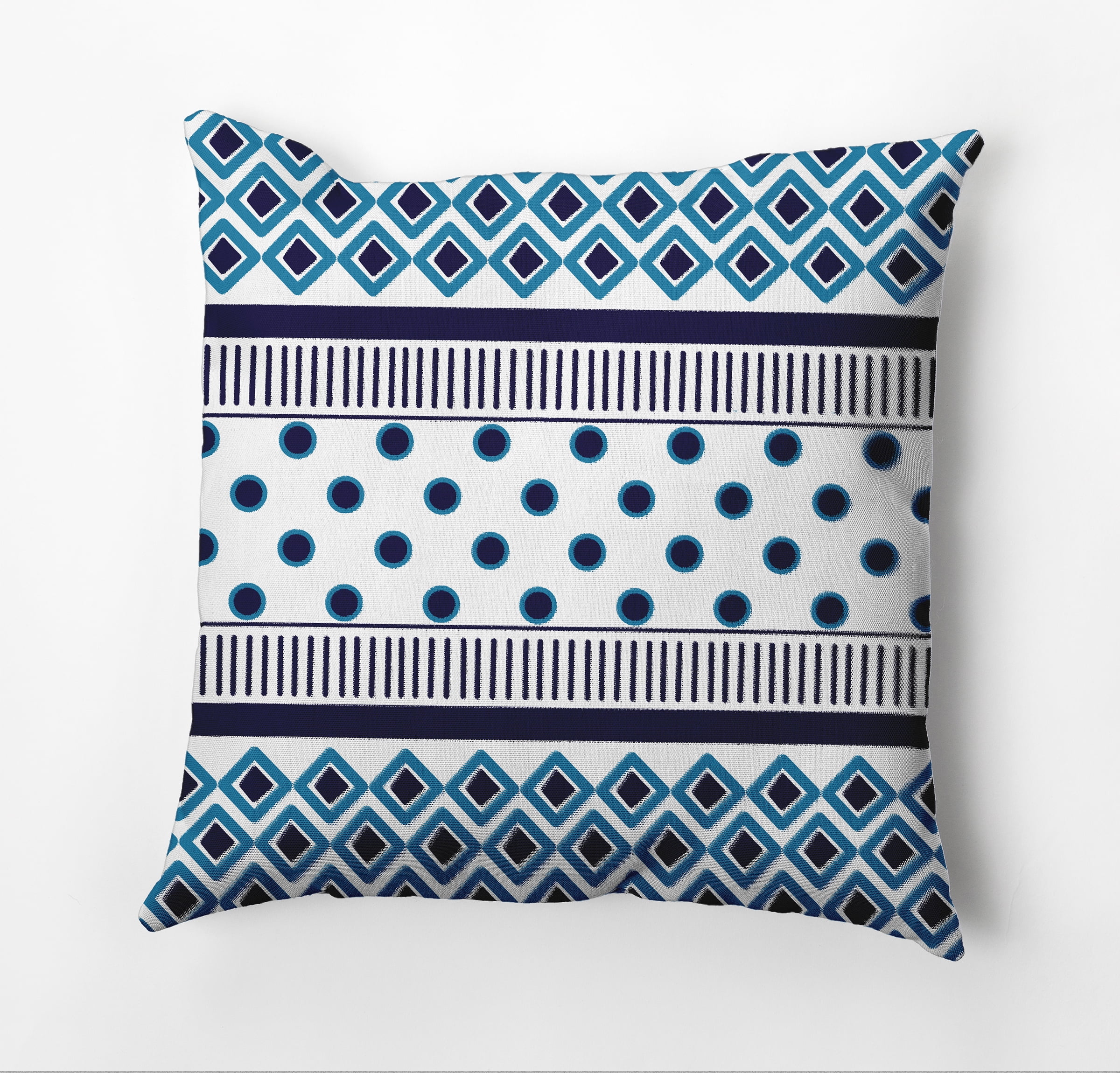 Navy Blue Geometric Print Square Polyester Throw Pillow