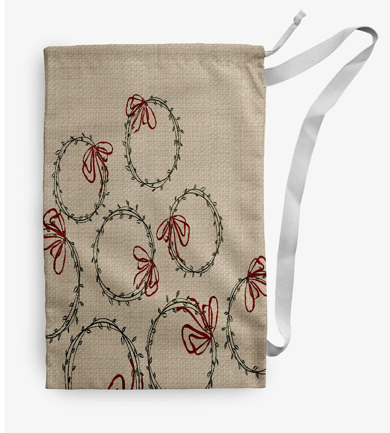 Simply Daisy Simple Wreaths 18 x 29 in Dark Green Laundry Bag